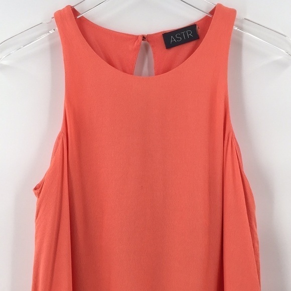 ASTR Peach Coral Pleat back Tank Top Swing Small - Picture 3 of 8